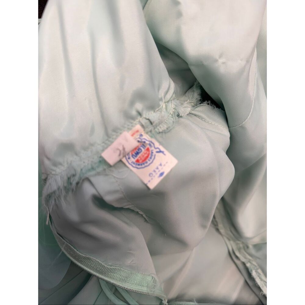 Vintage 70’s Sea Foam Green Blue Overlay Chiffon Goddess Gown Women’s Size XS Ma - Picture 10 of 14